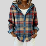 Hildred Denim-Trim Hooded Check Shacket