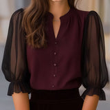 Ella - Puffed Sleeve Sheer Blouse