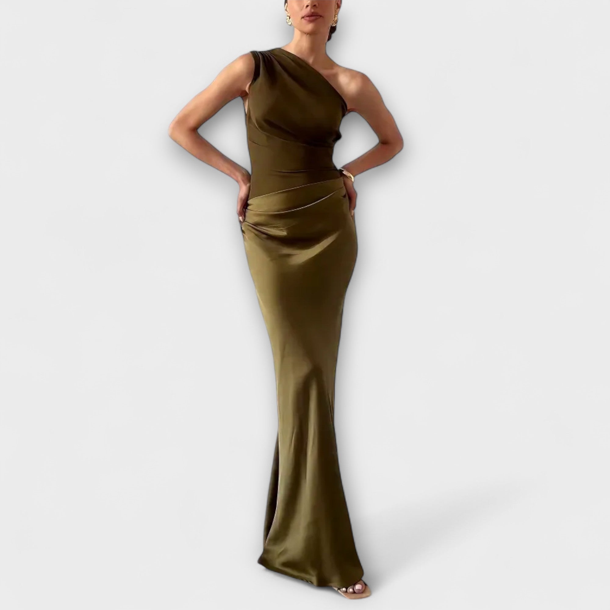 Edith Asymmetric Satin Dress