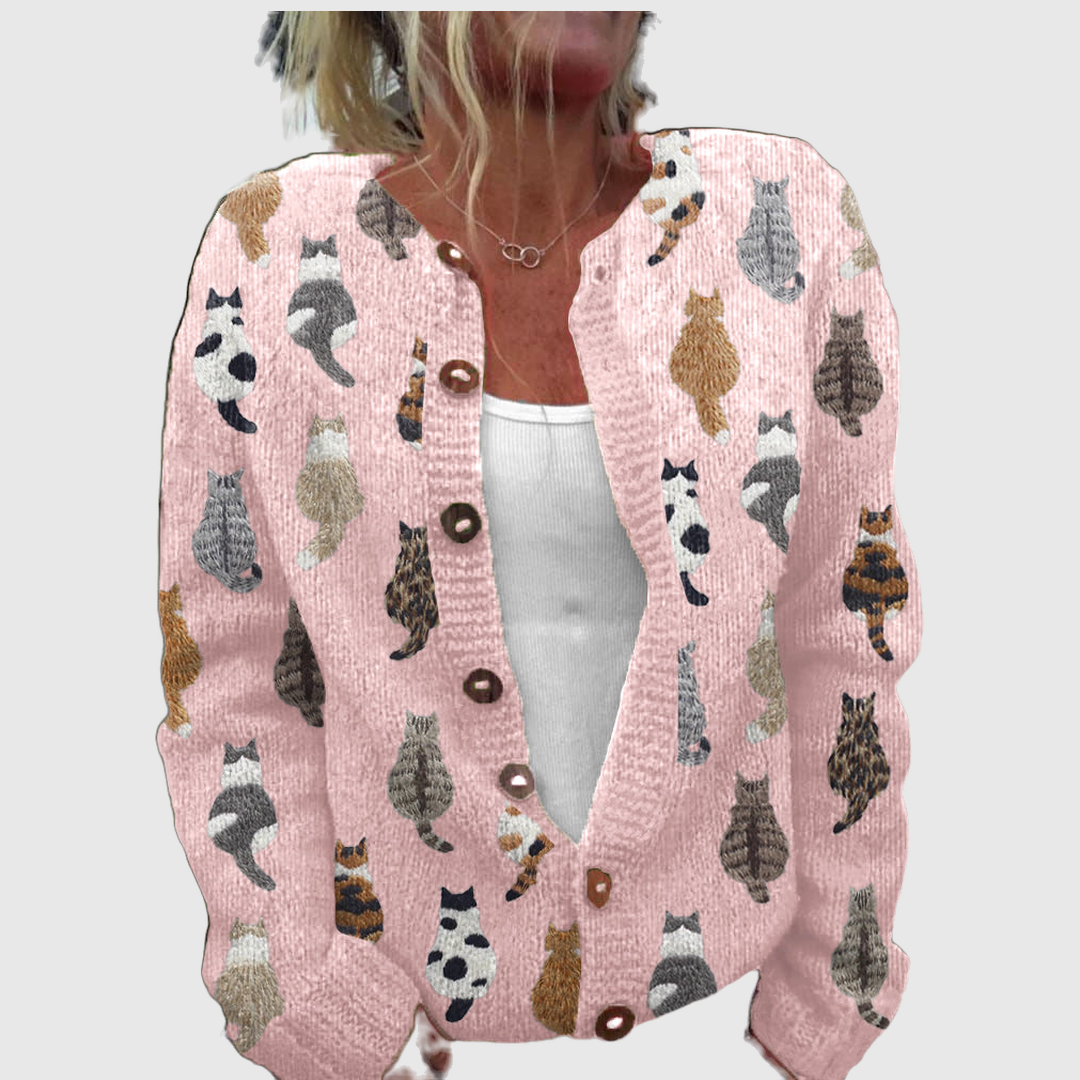 Charlotte™ - Cat print cardigan
