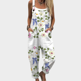 Dora White Printed Dungarees