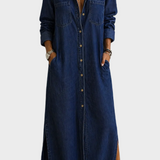 Athena Straight Button-Front Denim Dress