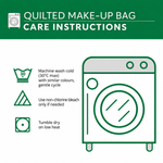 Quilted make-up bag care instructions – UK English