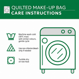 Quilted make-up bag care instructions – UK English