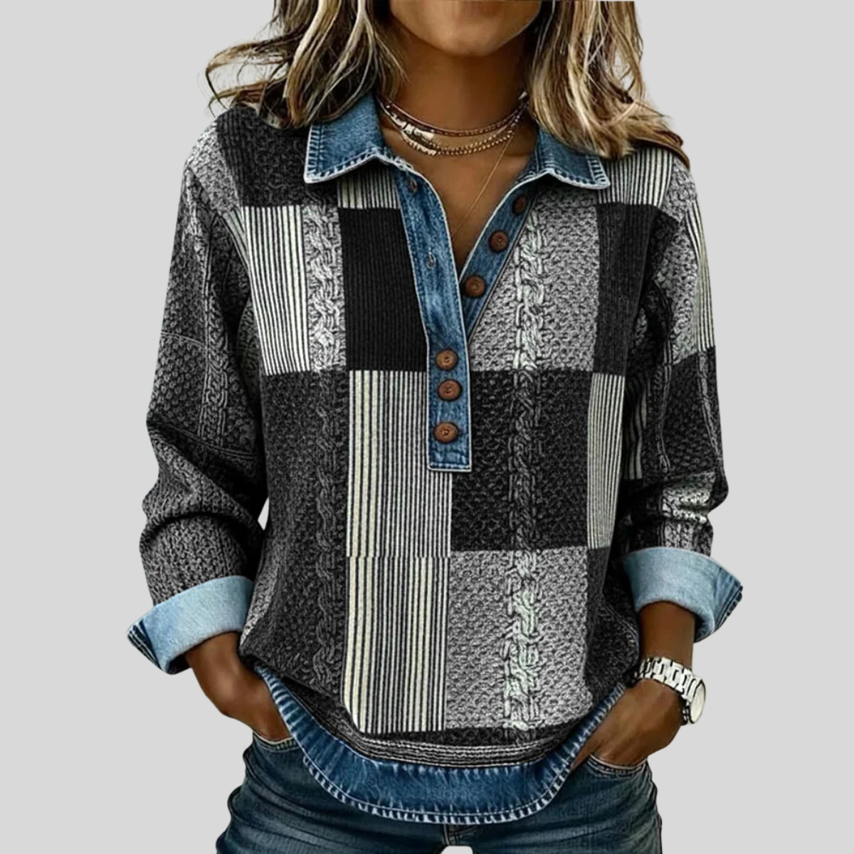 Meridell Colour Block Print Sweatshirt