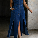 Denim dress with front opening | Aikaterini