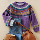 Sigrun | Purple Fair Isle Sweater