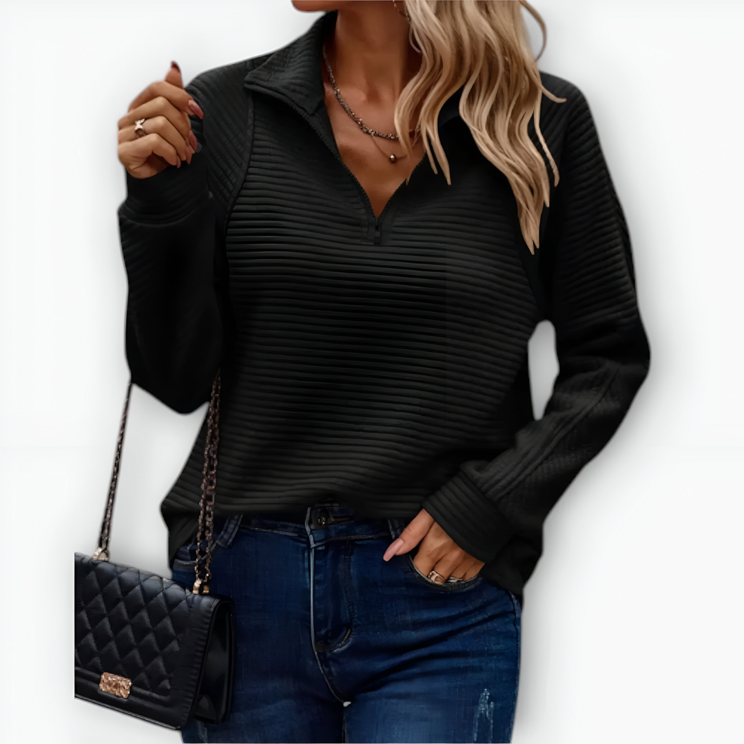 Nina Elegant Half-Zip Top