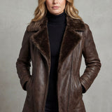 Ravella | Elegant leather jacket with fur lining