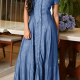 Long denim dress | Myrto