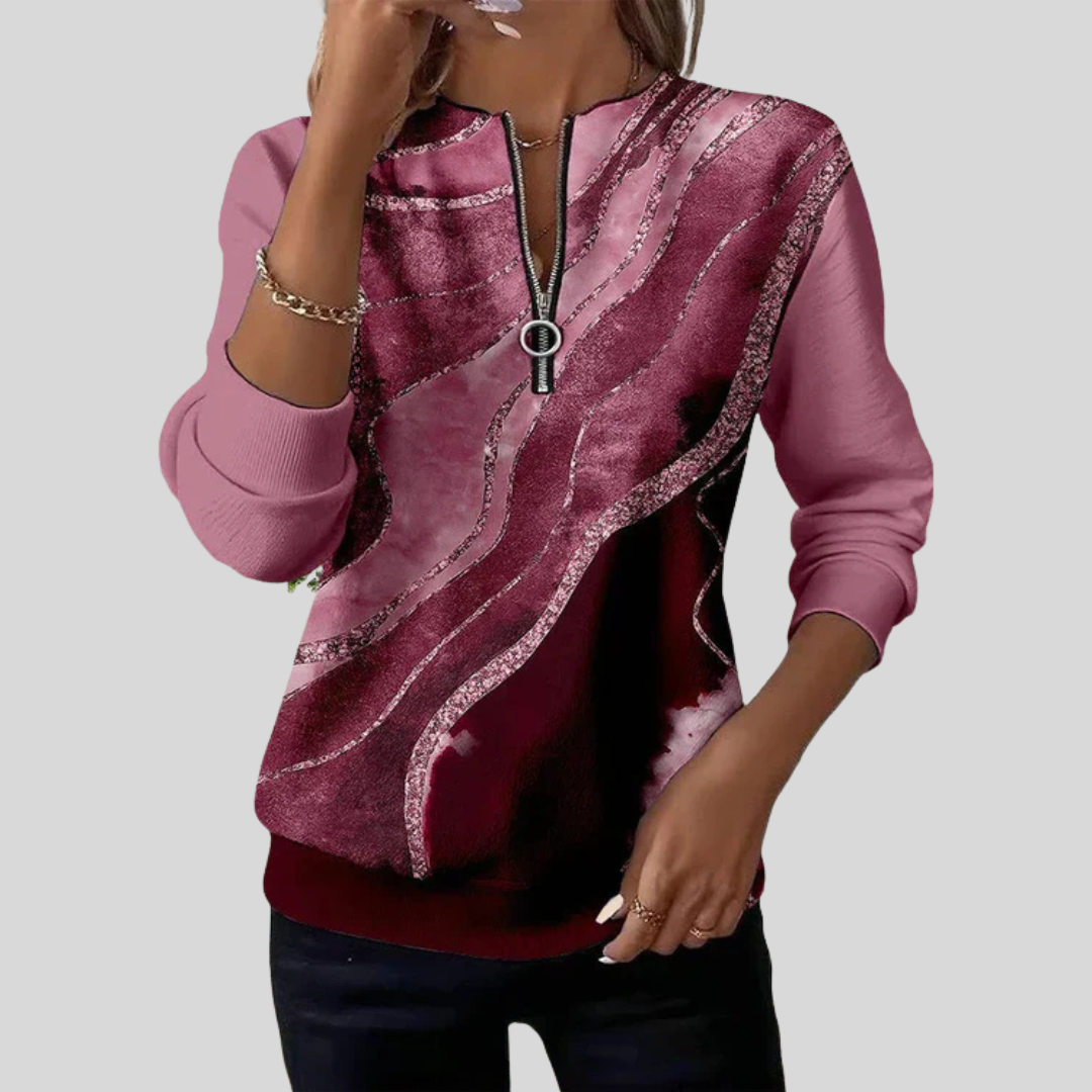 Nirvelle Abstract Half-Zip Top