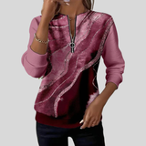 Nada™ | Abstract print zip-up shirt