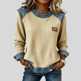 Delancine Waffle Texture Contrast Top