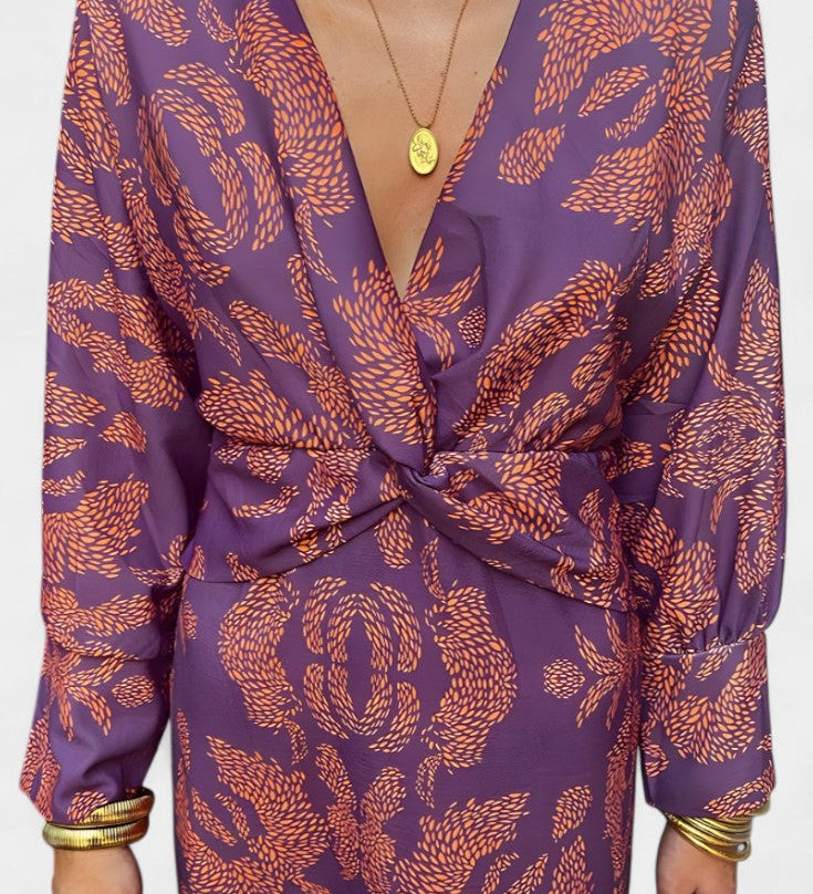 Nedjeljka - V-Neck Maxi Dress with Front Knot