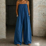 Denim jumpsuit with wide-leg trousers | Christina