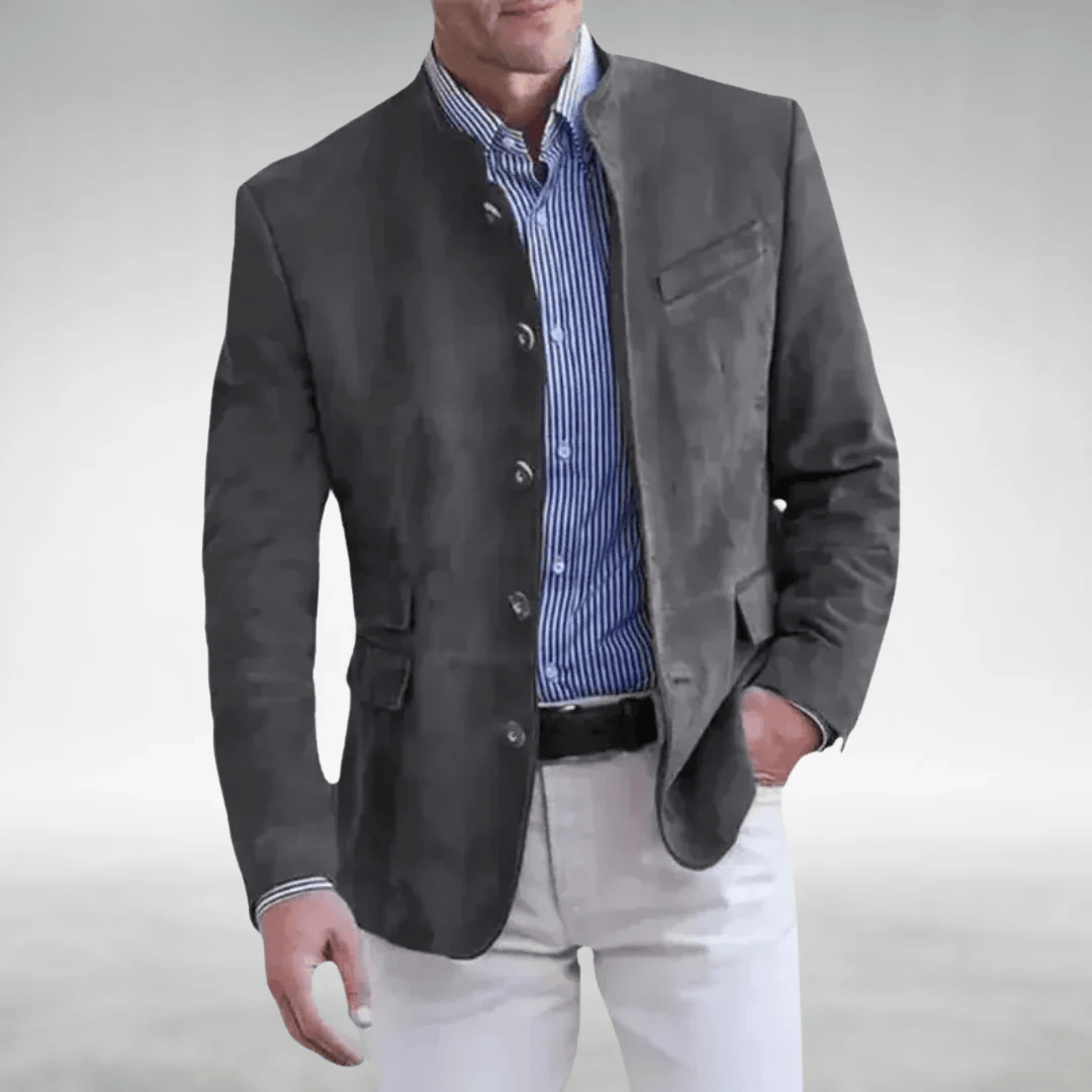 Henry | Stand-Collar Suede-Effect Jacket