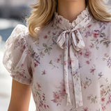 Darija - Floral Embroidered Puff Sleeve Blouse