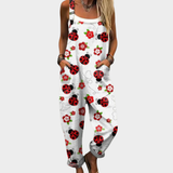 Kristina – White and Red Printed Jumpsuit