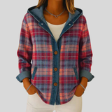 Hildred Denim-Trim Hooded Check Shacket