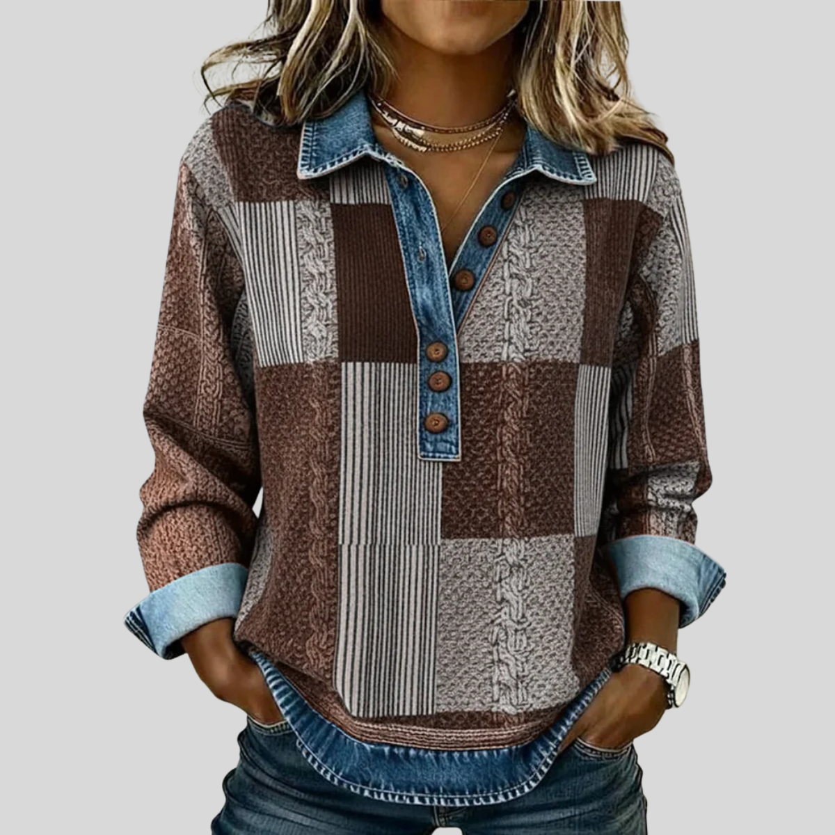 Meridell Colour Block Print Sweatshirt