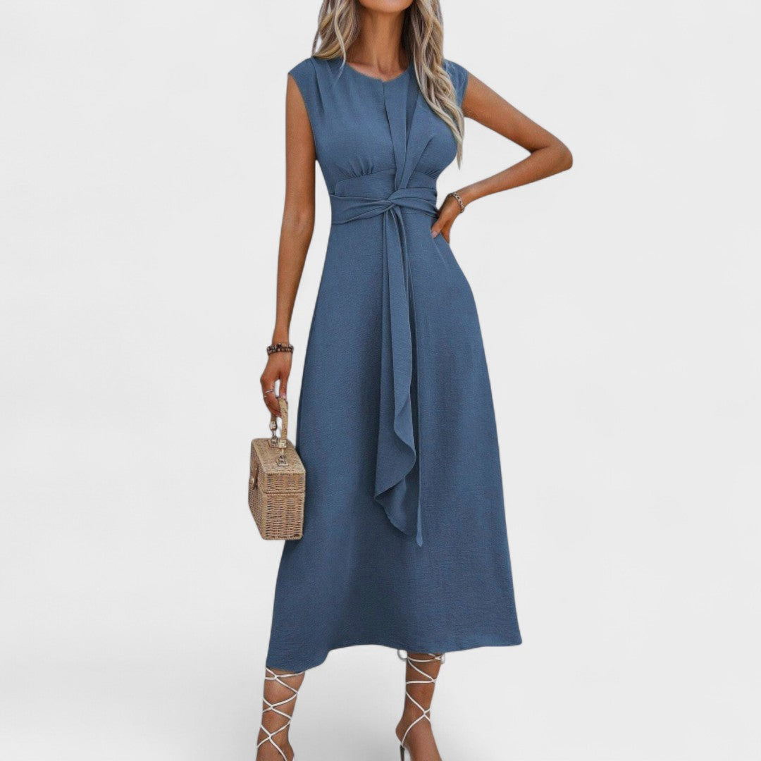 Angela Elegant Sleeveless Round-Neck Maxi Dress