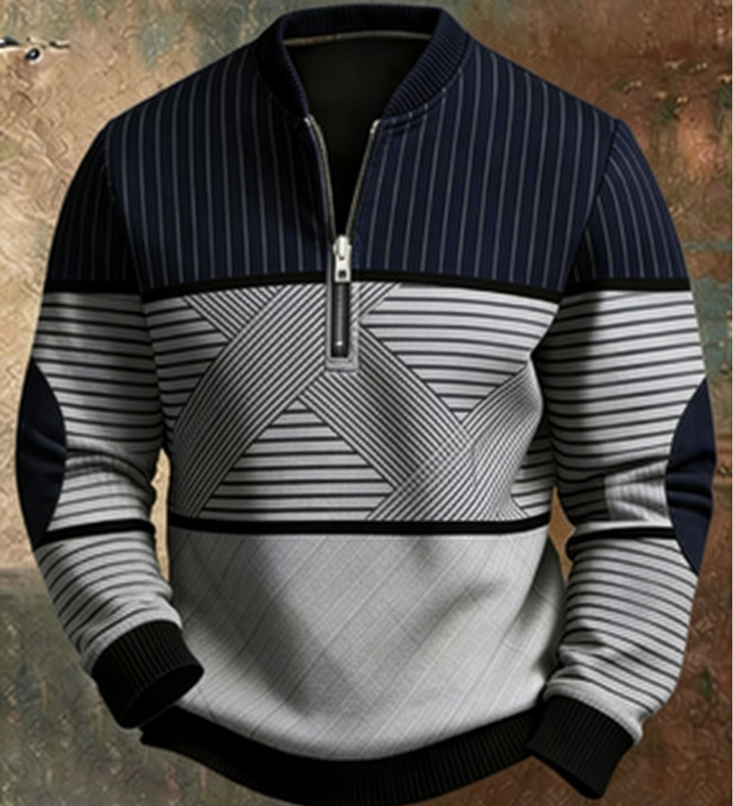 Henrik | Graphic High-Collar Zip Jumper