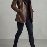 Ravella | Elegant leather jacket with fur lining