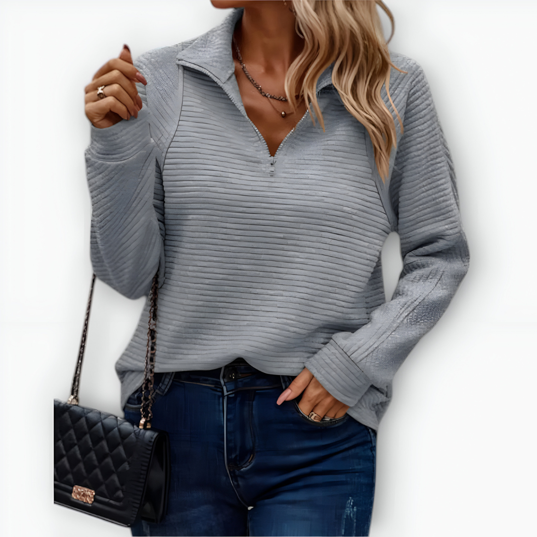 Nina Elegant Half-Zip Top