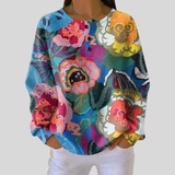 Adorna Painterly Floral Henley Top