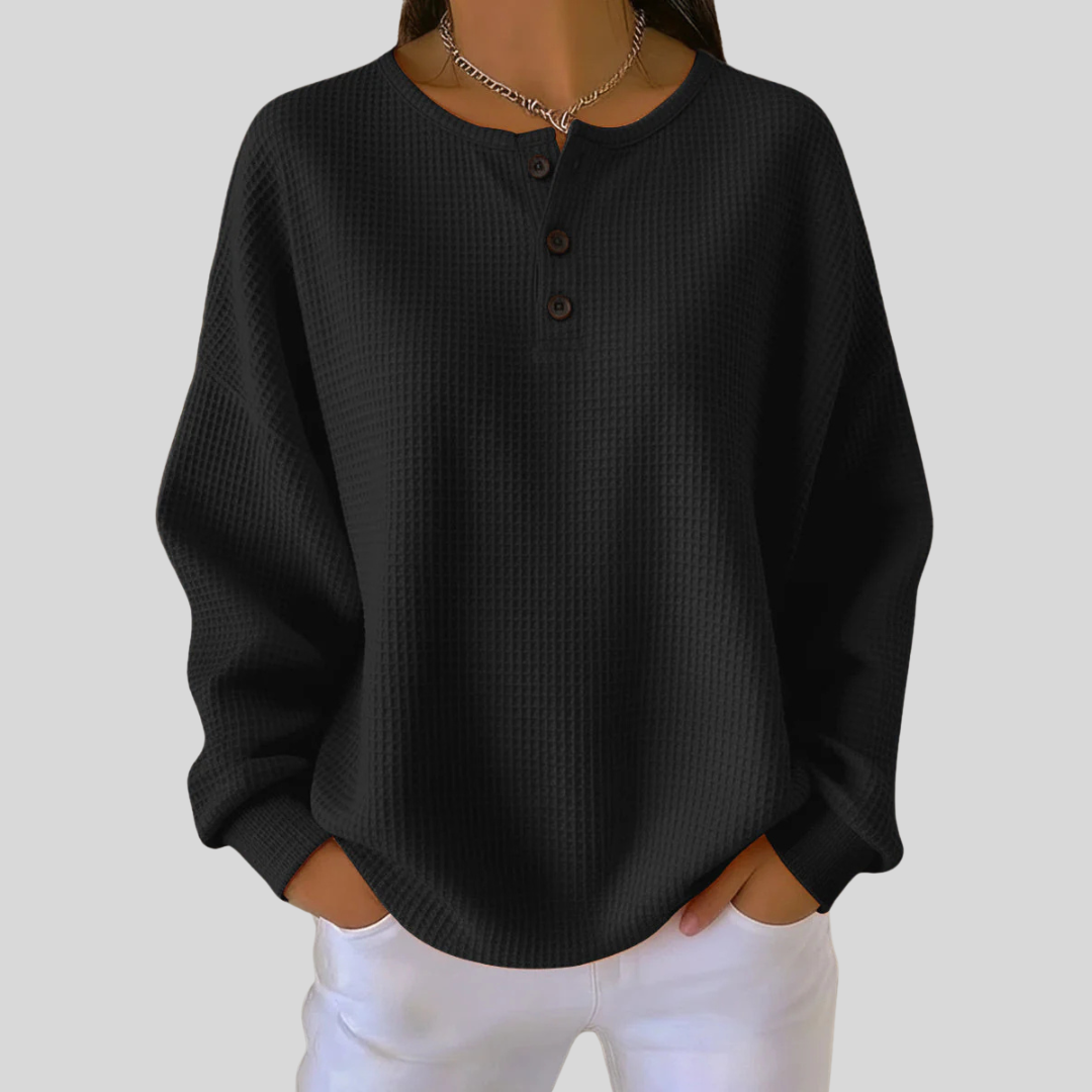 Nessa Plain Waffle Henley Top