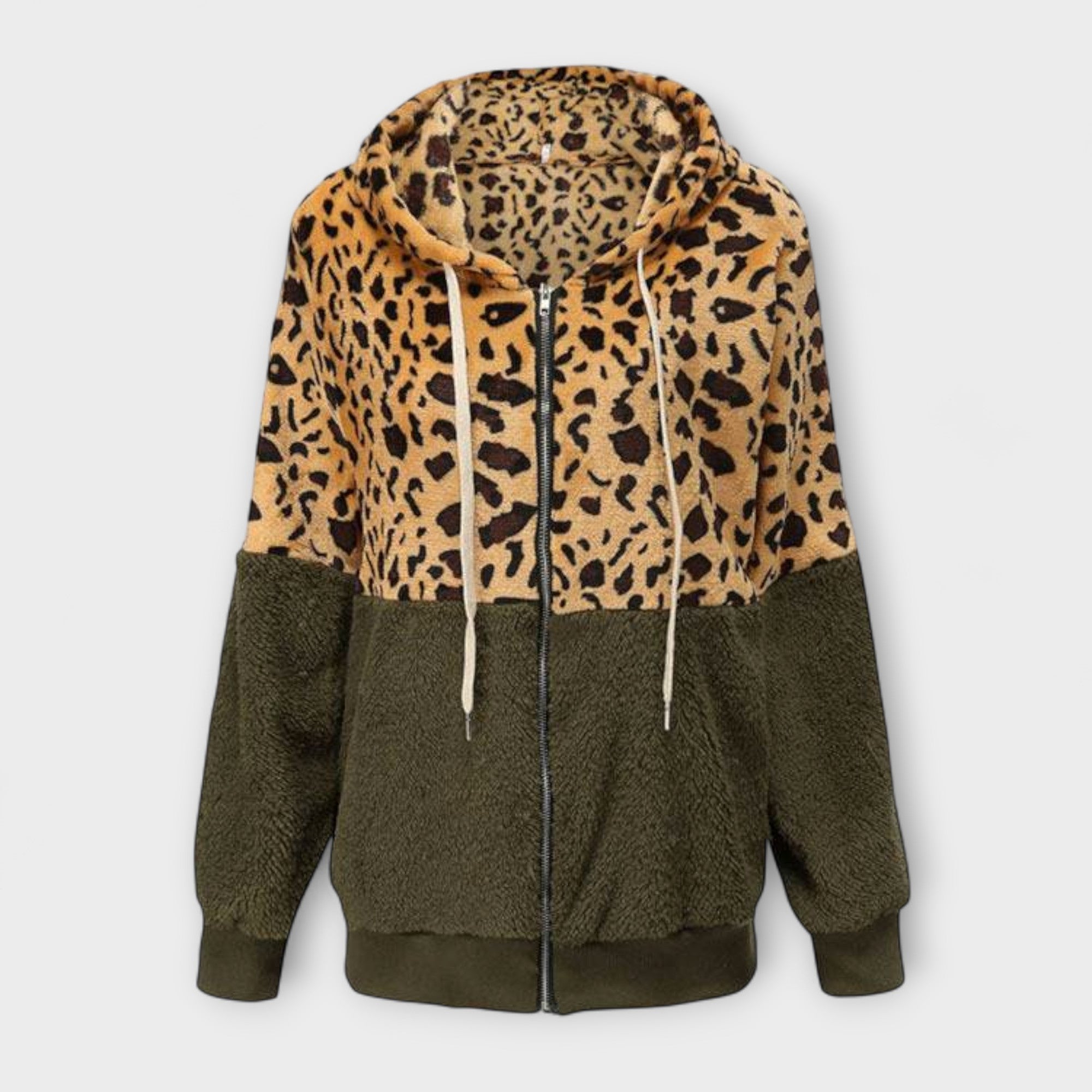 Lea Leopard Print Fleece Hoodie