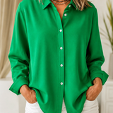 Margaret | Plain Collared Button-Up Blouse