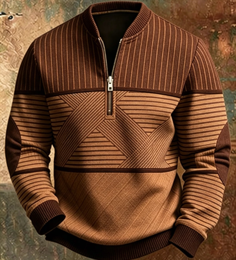 Henrik | Graphic High-Collar Zip Jumper