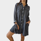 Long-sleeved denim shirt | Theano