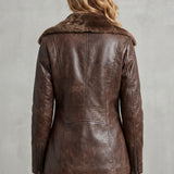 Ravella | Elegant leather jacket with fur lining