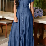 Long denim dress | Myrto