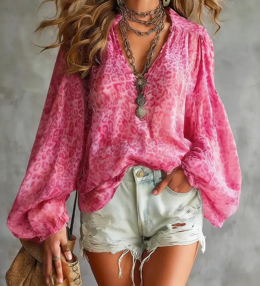 Ljubica - Vintage Animal Print Blouse