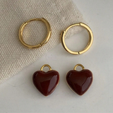 Gold-Tone Red Heart Earrings