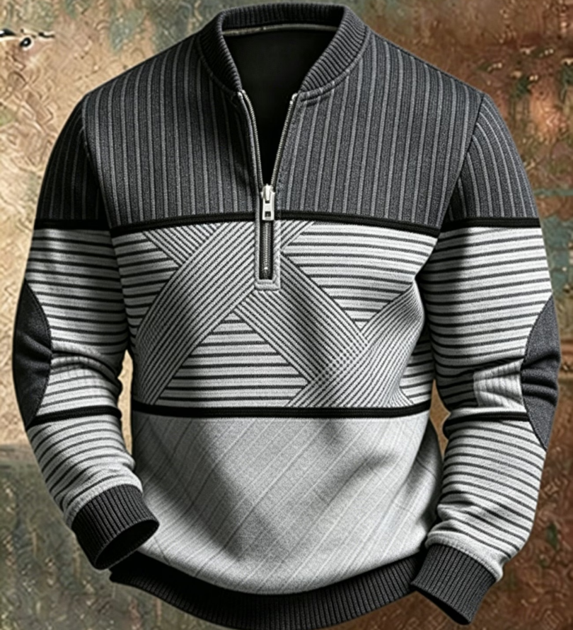 Henrik | Graphic High-Collar Zip Jumper