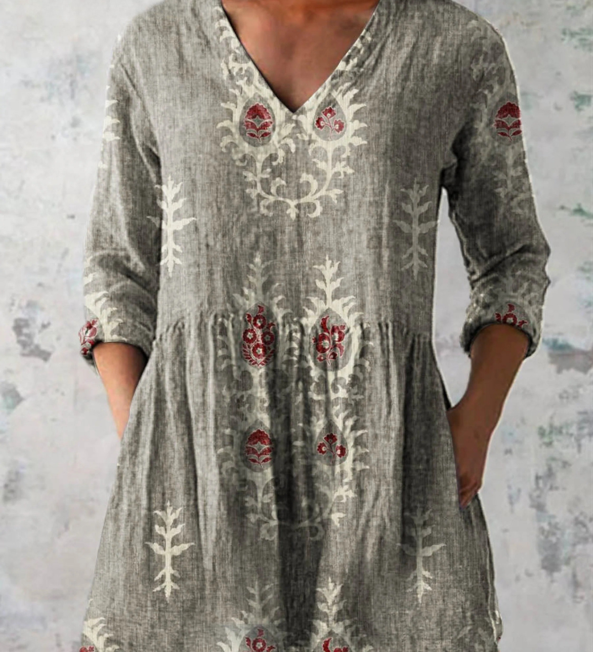 Elise Long-Sleeve V-Neck Blouse