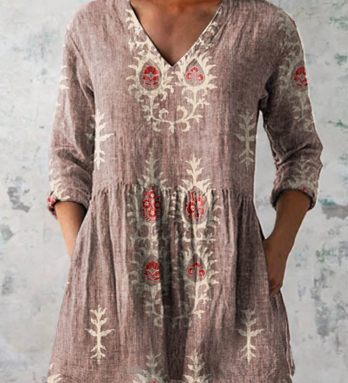 Elise Long-Sleeve V-Neck Blouse