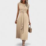 Angela Elegant Sleeveless Round-Neck Maxi Dress
