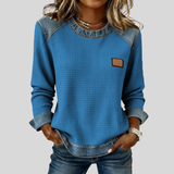 Delancine Waffle Texture Contrast Top
