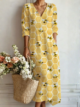Paula Artistic Print Boho Maxi Dress