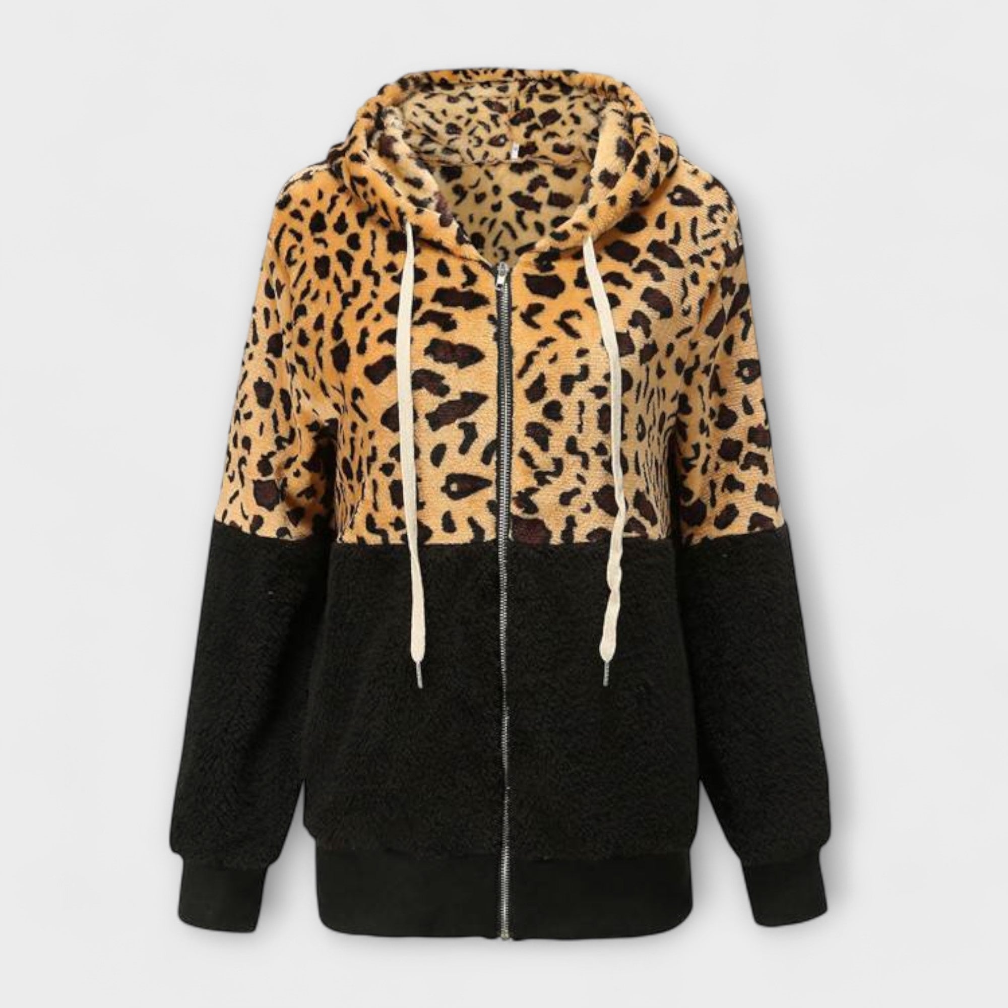 Lea Leopard Print Fleece Hoodie