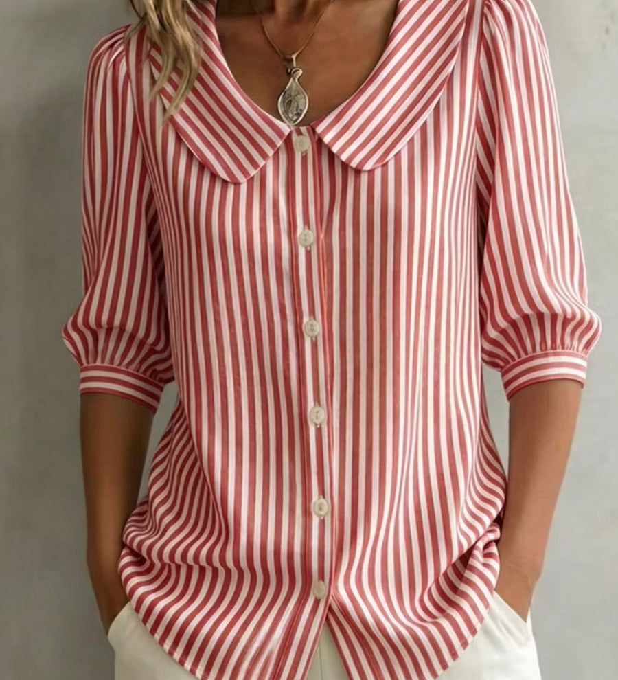 Milena - Vintage Striped Collar Shirt
