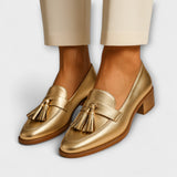 Lea - Gold Loafers