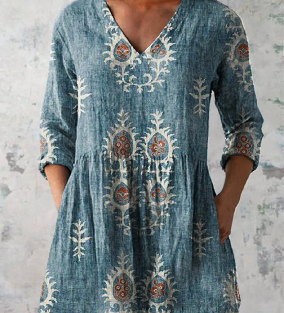 Elise Long-Sleeve V-Neck Blouse