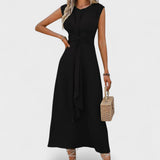 Angela Elegant Sleeveless Round-Neck Maxi Dress