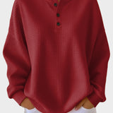 Anne - Waffle knit Henley shirt